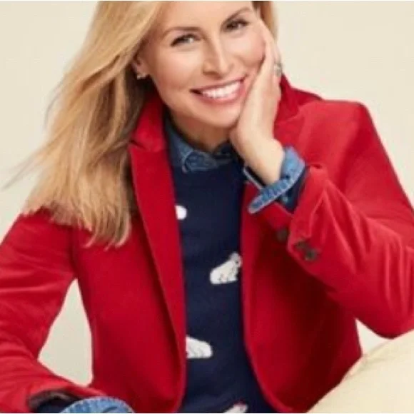 Talbots Classic Velvet Blazer in Rich Ruby Red - Size 2P - Picture 6 of 6